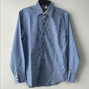 Robert Graham Blue Embroidered Casual Shirt